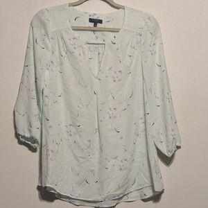 Kaari Blue Pastel Mint Green Polyester Blouse Top Shirt - size Small
